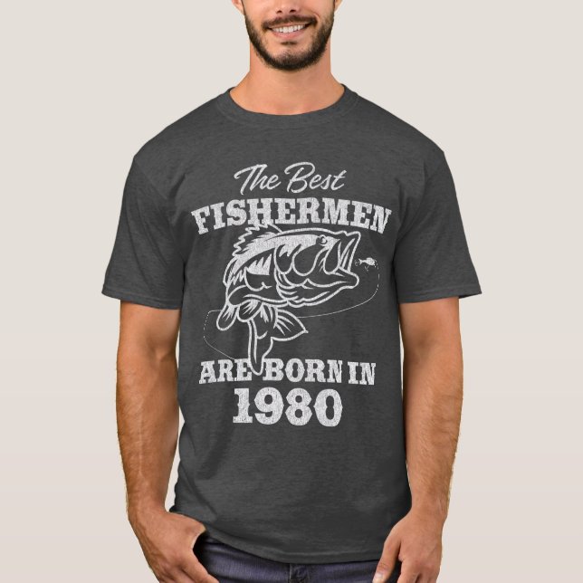 Geschenk für den 41-jährigen Fischer 1980 41. T-Shirt (Vorderseite)