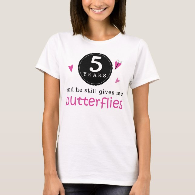 Geschenk für den 5. Geburtstag des Schmetterlings T-Shirt (Vorderseite)