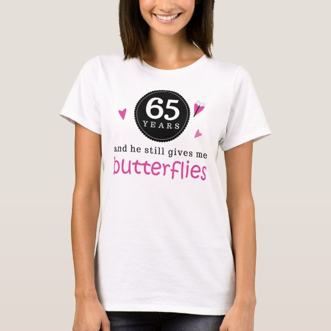 Geschenk für den 65. Hochzeitstag Schmetterling T-Shirt (Vorderseite)