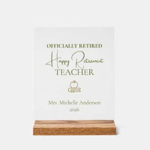 Geschenk für den Ruhestand eines Lehrers offiziell Acrylschild