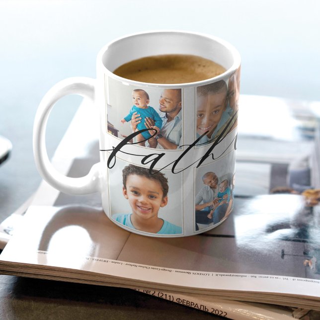 Geschenk für den Vater | Foto-Collage des Vaters Kaffeetasse (Von Creator hochgeladen)