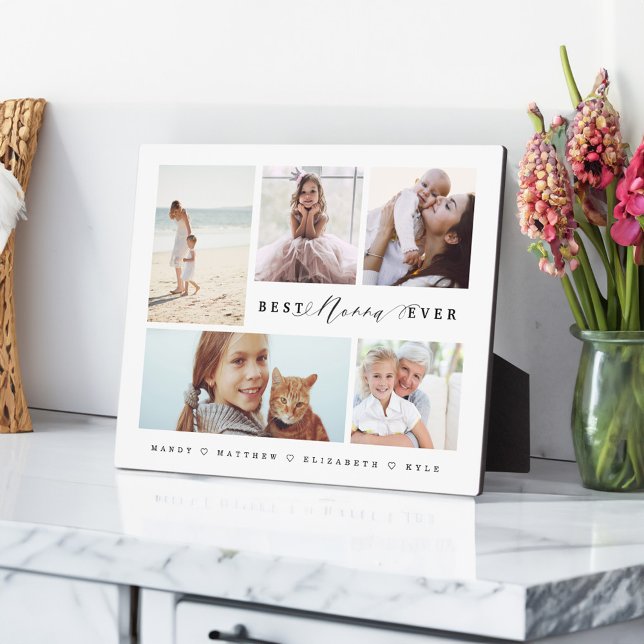 Geschenk für die beste Foto-Collage der Nonna je F Fotoplatte (Gift For Best Nonna Ever Family Photo Collage Plaque)