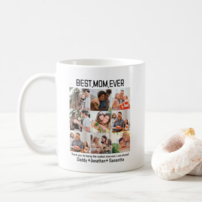 Geschenk für die beste Mama je FotoCollage Kaffeetasse (Mit Donut)