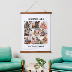 Geschenk für die beste Mama je FotoCollage Wandteppich Mit Holzrahmen