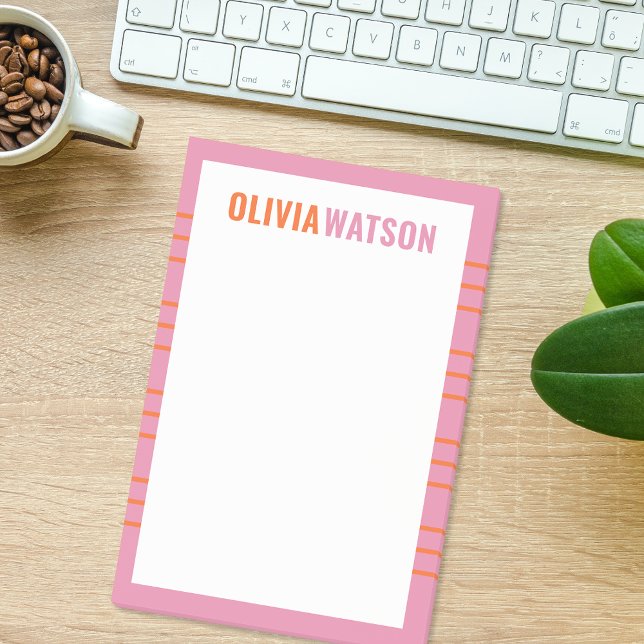 Geschenk für die Bewertung des Stationiers für Str Post-it Klebezettel (Stripe Personalized Name Teacher Appreciation Gift Post-it Notes)