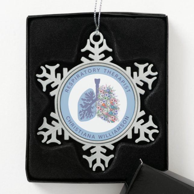 Geschenk für die blorale Lunge Schneeflocken Zinn-Ornament (Box)