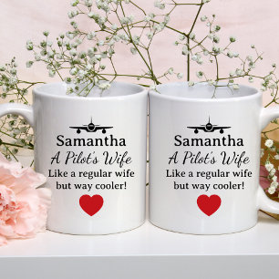 Geschenk für die Frau eines Piloten Flugzeug Herz Kaffeetasse