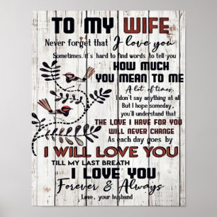 Geschenk für Ehefrau   Zu meiner Ehefrau Liebesbri Poster