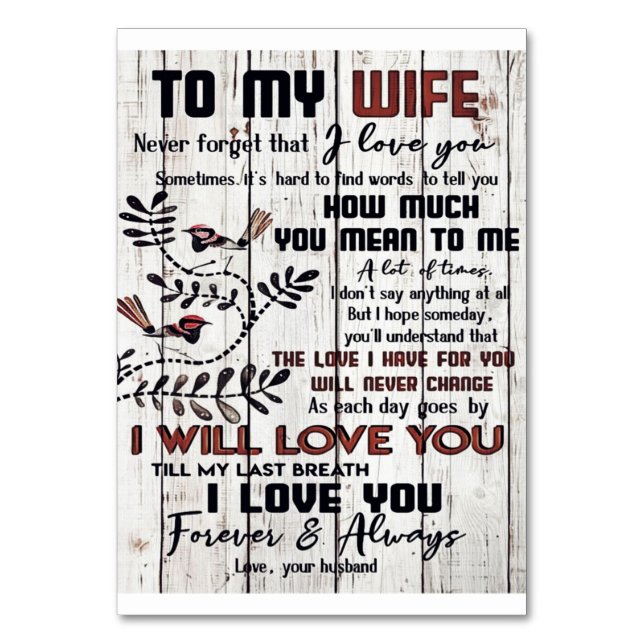 Geschenk für Ehefrau | Zu meiner Ehefrau Liebesbri Tischnummer (Vorderseite)