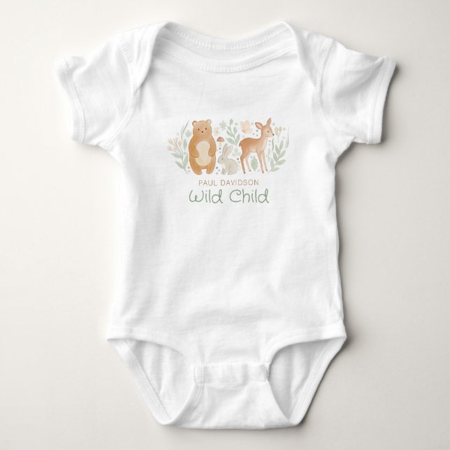 Geschenk für eine süße Waldtier-Babyparty Baby Strampler (Vorderseite)