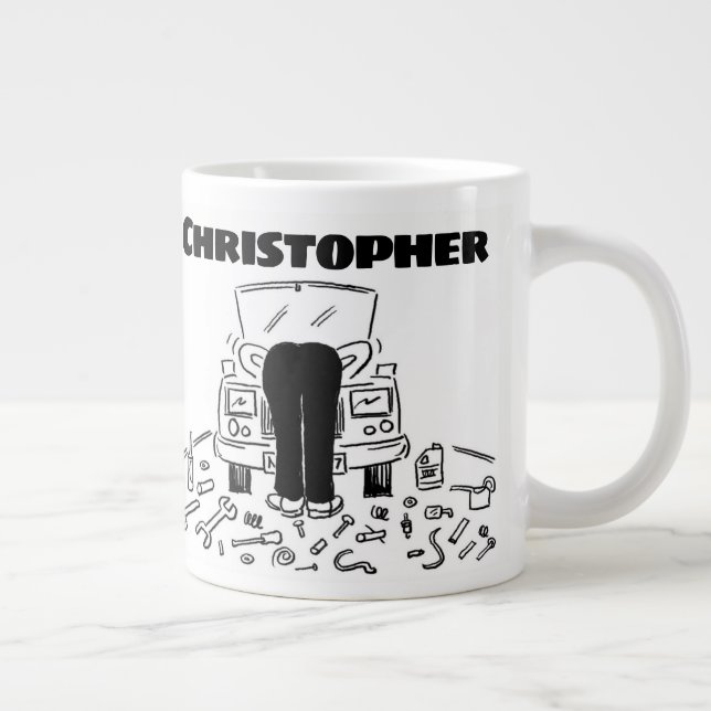 Geschenk für einen Automechaniker mit dem Namen Gi Jumbo-Tasse (Rechts)