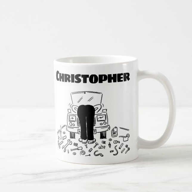 Geschenk für einen Automechaniker mit Name Kaffeem Kaffeetasse (Rechts)