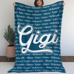 Geschenk für Gigi mit Kindernamen Fleecedecke
