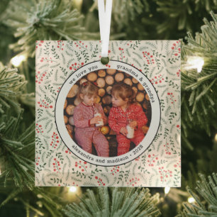 Geschenk für Großeltern Grandchildren Foto Glass Ornament Aus Glas