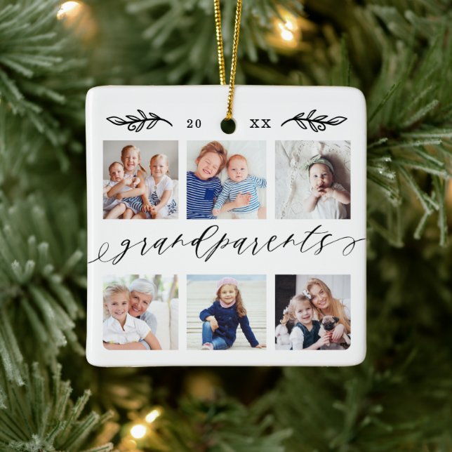 Geschenk für Großeltern Großkinder FotoCollage Keramikornament (Baum)