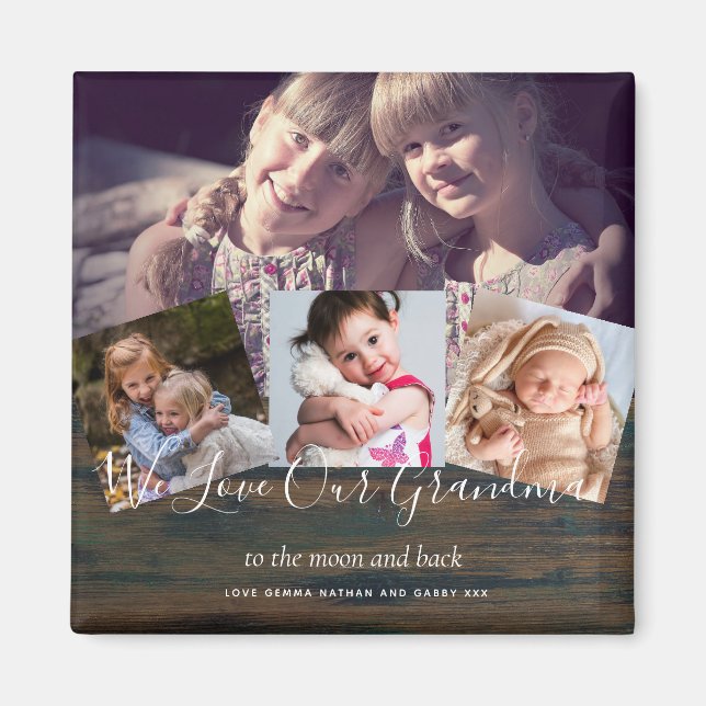 Geschenk für Großmutter Opa FotoCollage Großeltern Magnet (Vorne)