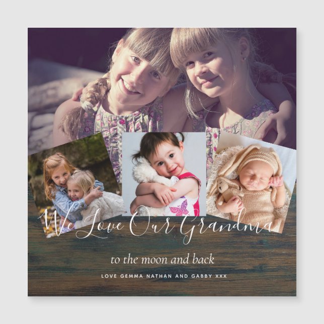 Geschenk für Großmutter Opa FotoCollage Großeltern Magnetkarte (Vorderseite)