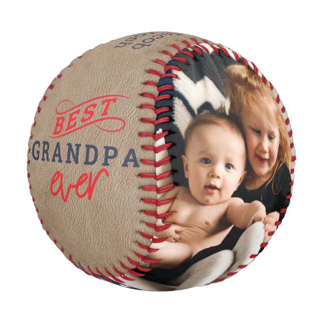 Geschenk für Großvater Foto Keepake Baseball (Schrägansicht)