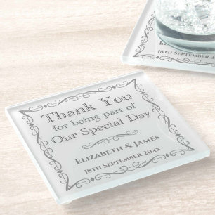 Geschenk für Hochzeitsgäste Glasuntersetzer