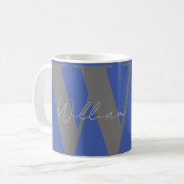 Geschenk für ihn Monogram Name blau grau stylische Kaffeetasse