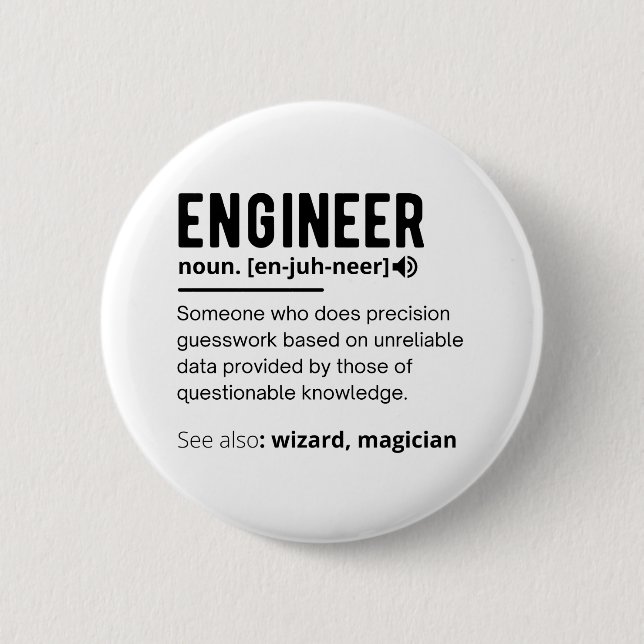Geschenk für Ingenieurdefinitionen Button (Vorderseite)