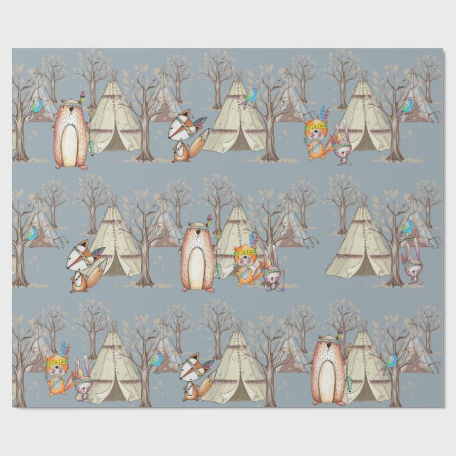 Geschenk für junge Waldtiere Geschenkpapier (Flach)