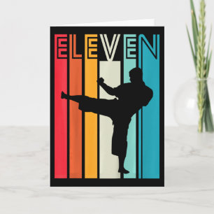 Geschenk für Kinder zum 11. Geburtstag Karate Retr Karte