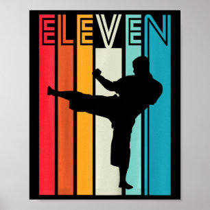 Geschenk für Kinder zum 11. Geburtstag Karate Retr Poster