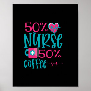 Geschenk für Krankenschwester   50 Nurse 50 Kaffee Poster