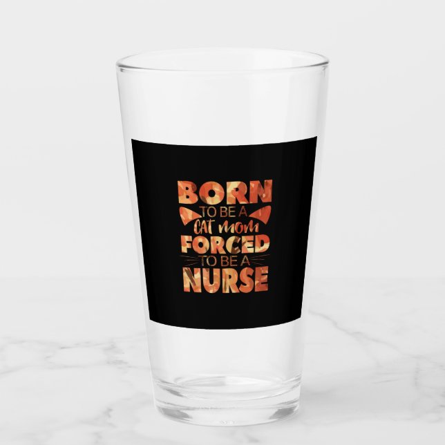 Geschenk für Krankenschwester | Geboren als Katzen Glas (Vorderseite)
