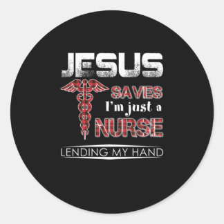 Geschenk für Krankenschwester | Jesus Rette, dass Runder Aufkleber