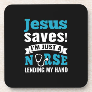 Geschenk für Krankenschwester Jesus Rette, ich b Getränkeuntersetzer