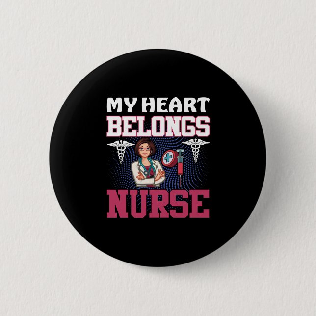 Geschenk für Krankenschwester | Mein Herz gehört d Button (Vorderseite)