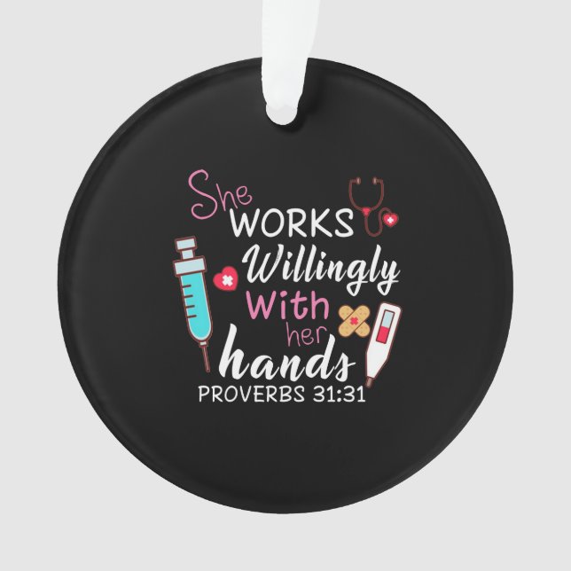 Geschenk für Krankenschwester | Sie arbeitet bewus Ornament (Vorderseite)
