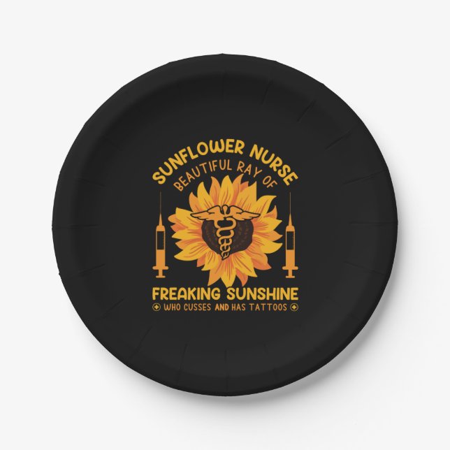 Geschenk für Krankenschwester | Sonnenblumengarten Pappteller (Vorderseite)