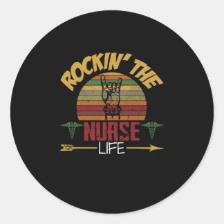 Geschenk für Krankenschwester | Vintages Rockin' D Runder Aufkleber