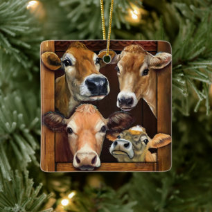Geschenk für Kuh Lover Xmas Funny Beef Rind Bauer Keramikornament