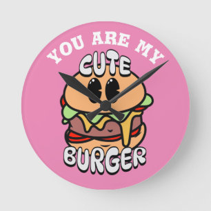 Geschenk für Lebensmittel, Niedliche Burger, Süßes Runde Wanduhr