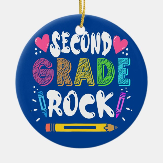 Geschenk für Lehrer der zweiten Klasse  Keramik Ornament (Vorne)