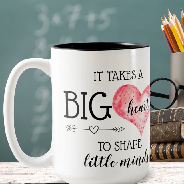 Geschenk für Lehrer | Großes Herzangebot nach Maß Zweifarbige Tasse (Teacher Gift | Big Heart Quote Custom Two-Tone Coffee Mug)