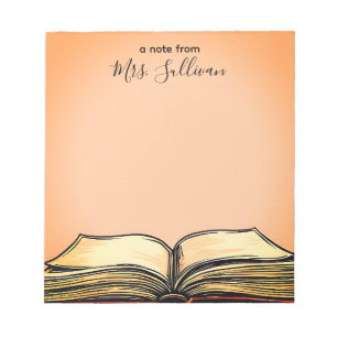 Geschenk für Lehrer im offenen Buch Notizblock