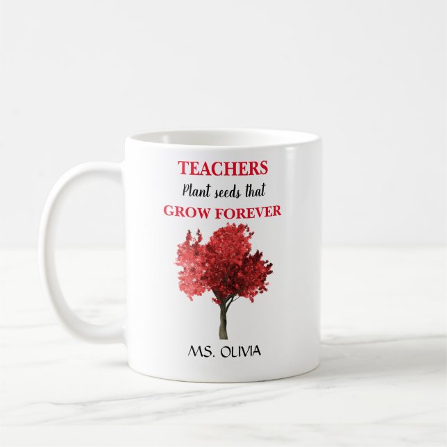 Geschenk für Lehrer - LehrerInnen wachsen Minds He Kaffeetasse (Links)
