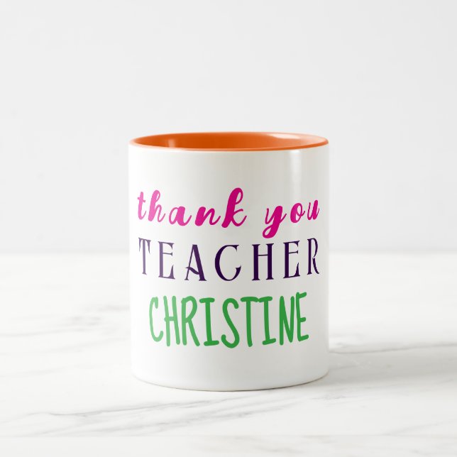 Geschenk für Lehrer, Personalisiert danke Zweifarbige Tasse (Mittel)