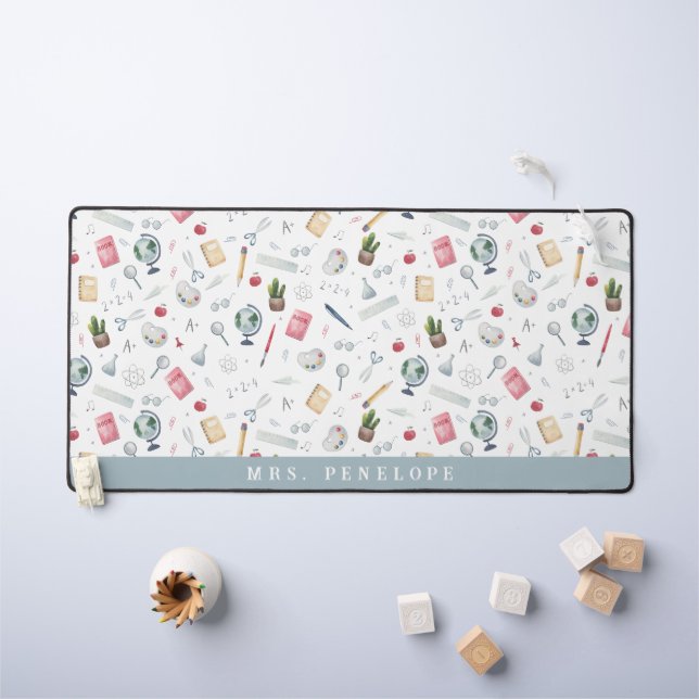 Geschenk für Lehrer | Personalisiertes Wasserfarbm Schreibtischunterlage (Kindertisch)