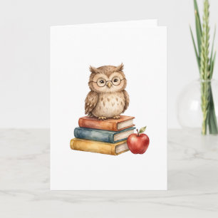 Geschenk für Lehrer Wasserfarbe Bücher Apfel Zurüc Karte