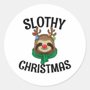 Geschenk für Liebhaber von Slothy Weihnachten Prem Runder Aufkleber
