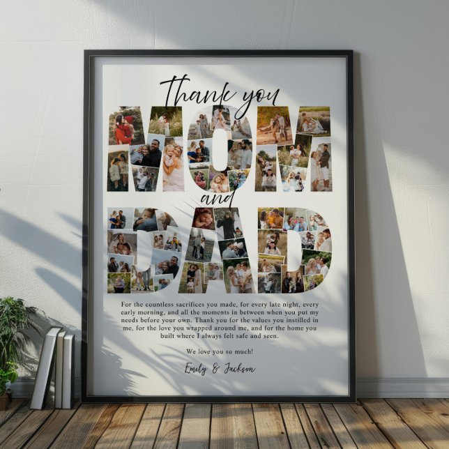 Geschenk für Mama und Vater Fotocollage Familienfo Poster (Von Creator hochgeladen)