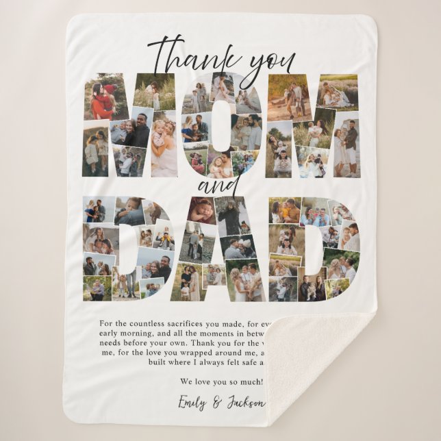 Geschenk für Mama und Vater Fotocollage Familienfo Sherpadecke (Vorderseite)