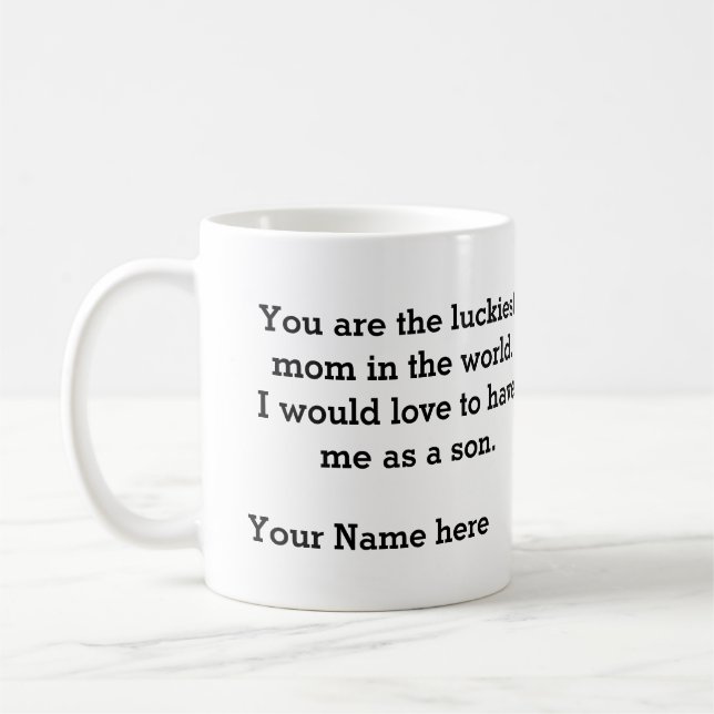Geschenk für Mama von Sohn-Luckiest-Mama der Welt Kaffeetasse (Links)