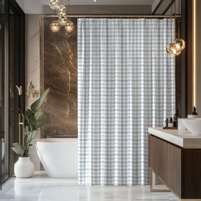 Geschenk für Männer Navy Karo Badevorhang Akzent Duschvorhang (Gift for Guys Navy Plaid Bath Curtain Accent)